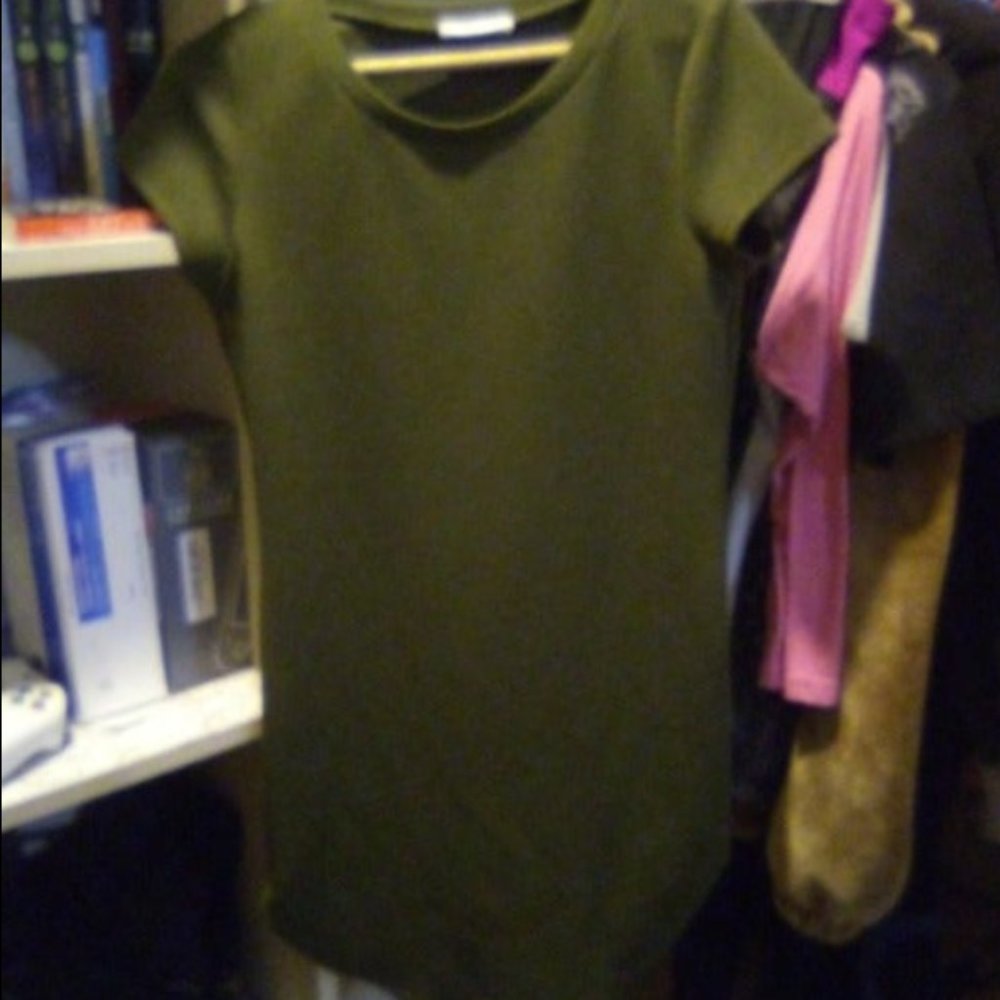 Olive Green Short Sleeve Thermal Mini T-Shirt Dress